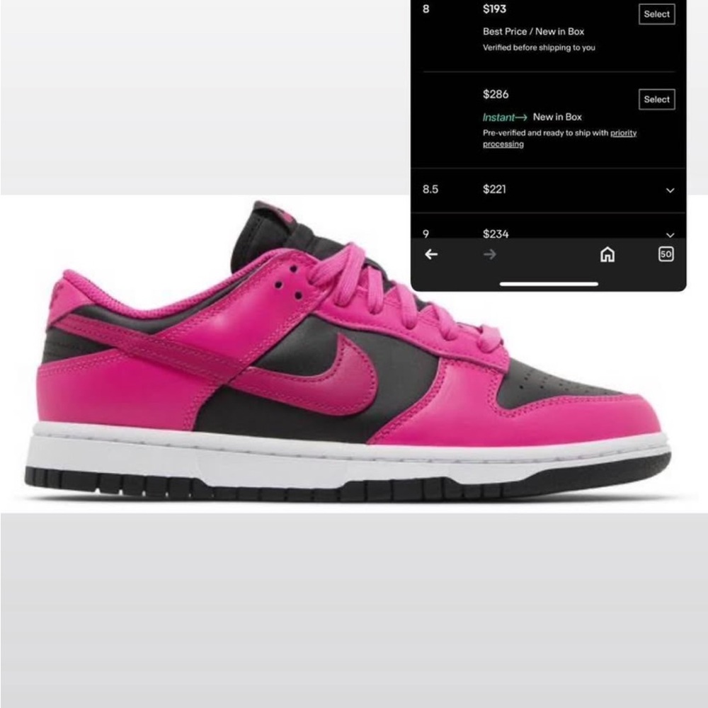 Nike Black and Pink Low-Top Sneakers